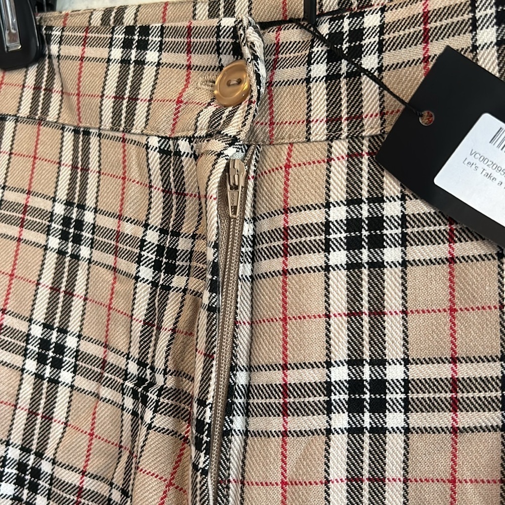 NWT NASTY GAL Check Plaid Tapered High Waisted Tapered Pants Women’s 12 - Picture 7 of 10